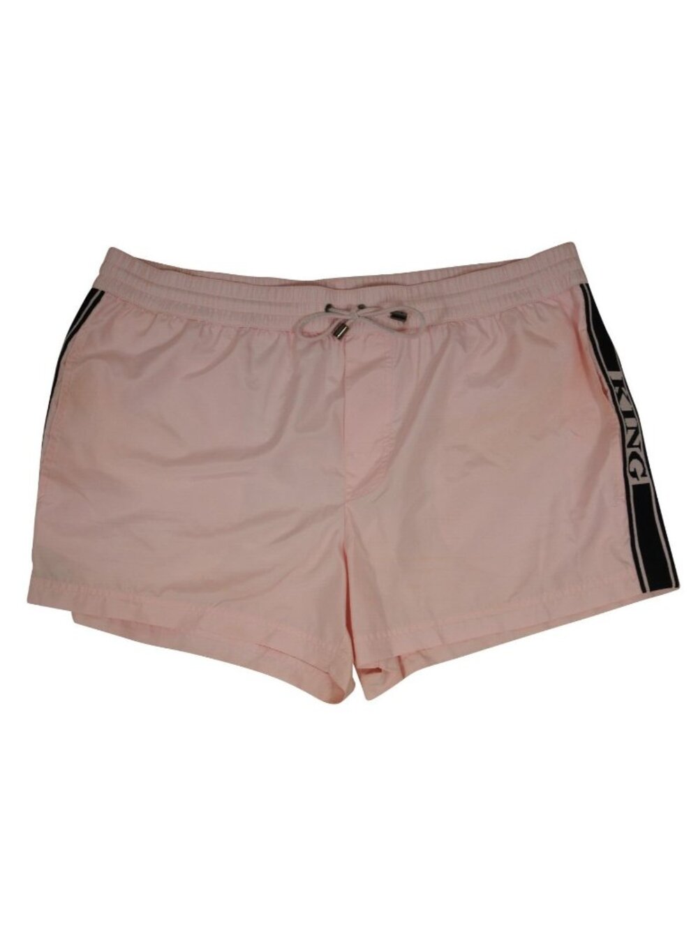 Dolce & Gabbana Men King Swim Shorts Size XL Pink Black  Nylon Swimwear Trunks